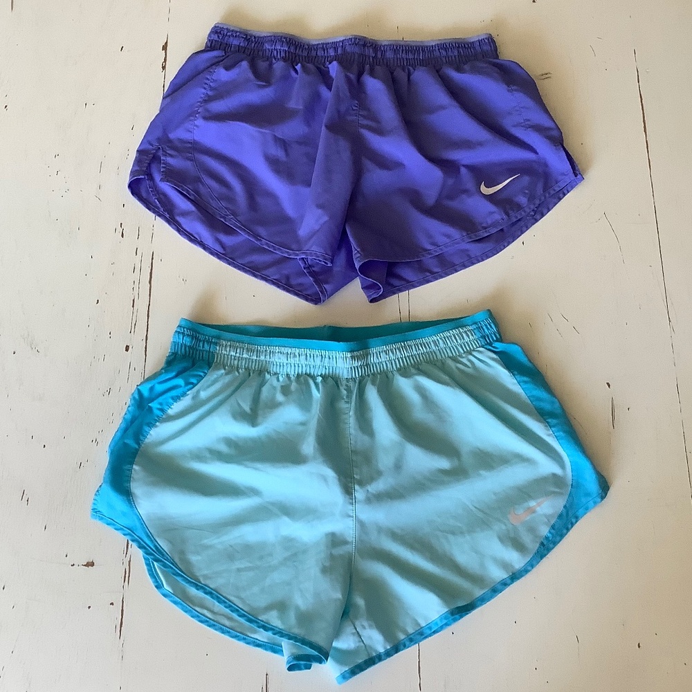 2 Pair Nike Dri-Fit blue and periwinkle lightweight Running Run Shorts Medium